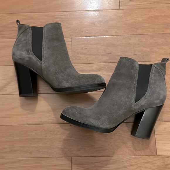 Marc Fisher | gray | block heel | suede ankle boots | size 6.5 | slip on - Picture 2 of 7